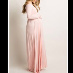 PinkBlush Pink Blush Off Shoulder Maternity Maxi Dress Baby Shower